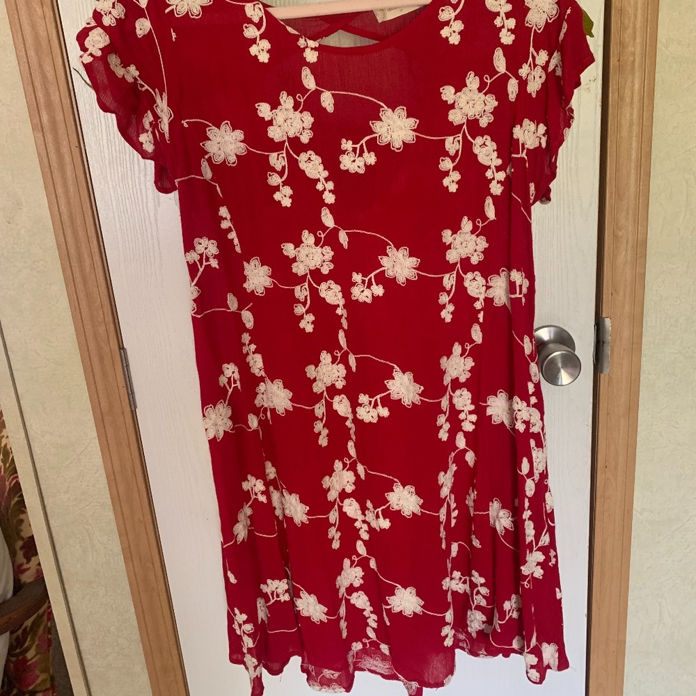 Red Floral casual dress